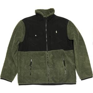 Polo Ralph Lauren Performance Fleece Jacket Mens Size XL Olive Green Black NWT